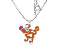 Little Dog Enamel Shaped Silver Necklace SPE-4175